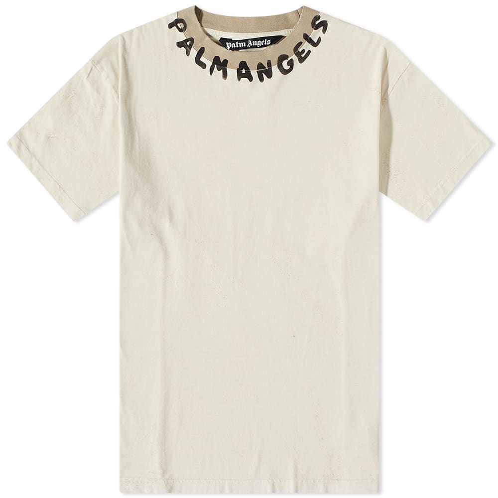 Palm Angels Neck Logo Tee White