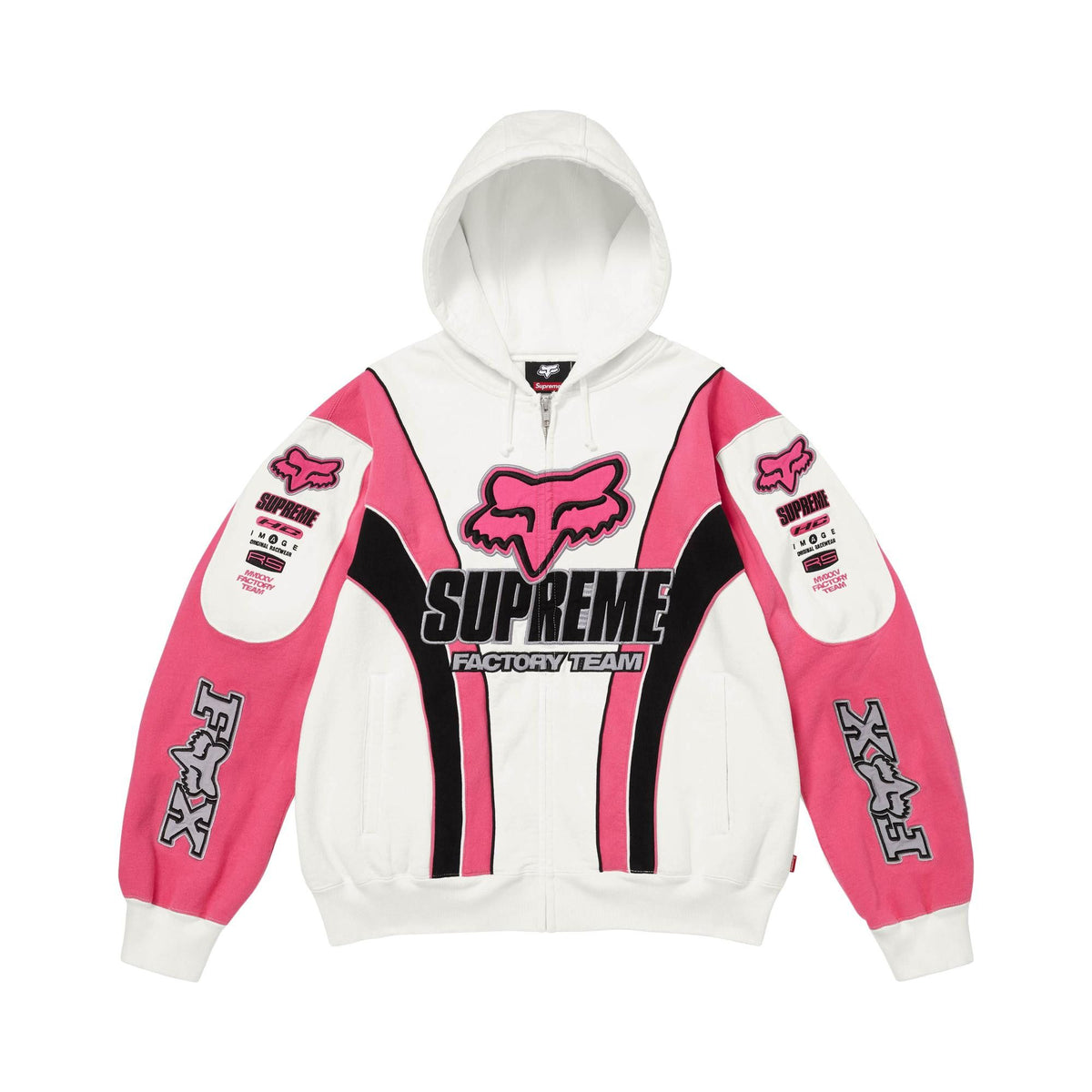 Supreme Fox Racing Zip Up Hooded Sweatshirt White