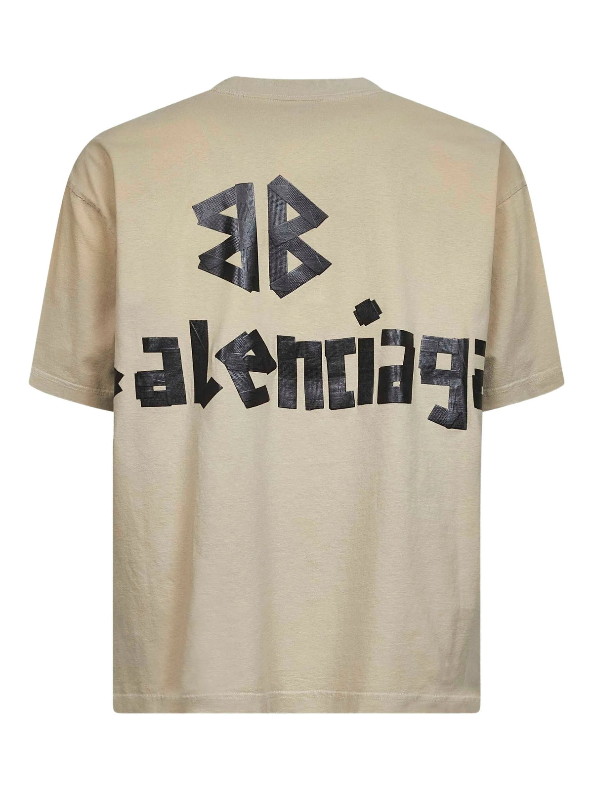 Balenciaga Beige Tape Logo Medium Fit T-shirt