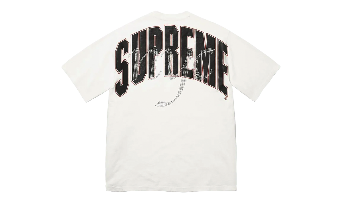 Supreme Rhinestone Script S/S Top White