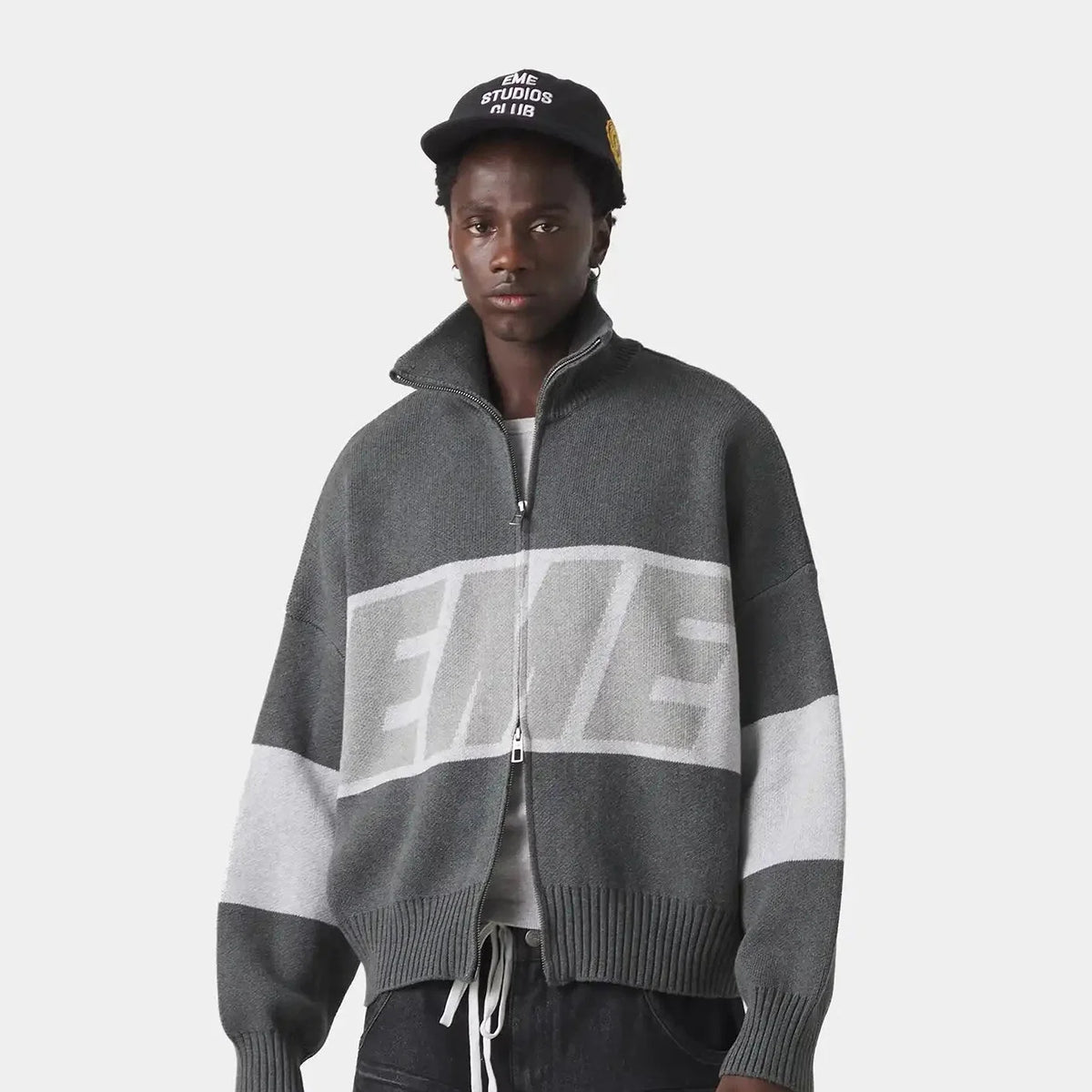 Eme Studios Thrill Grandpa Grey Zipper Knit