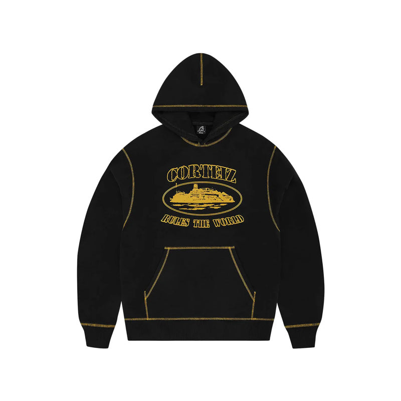 Corteiz Alcatraz Contrast Hoodie Black Yellow