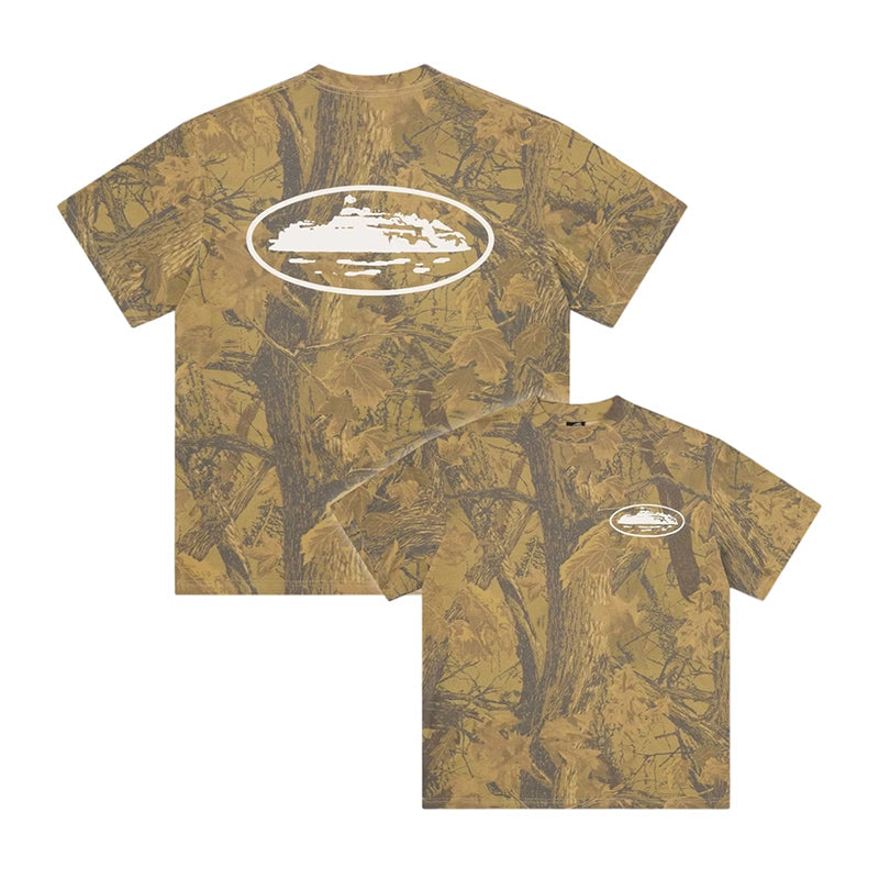Corteiz Island Puff Print Tee forest Camo