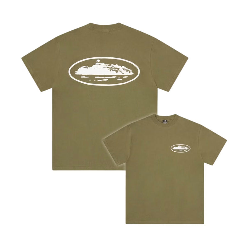 Corteiz Island Puff Print Tee Olive