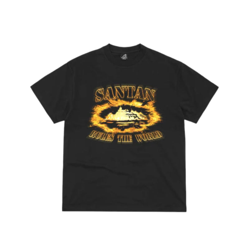 Corteiz Santan Alcatraz Tee Black/Orange Flame