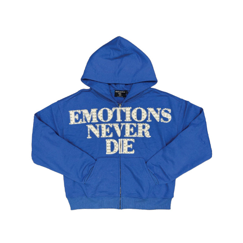 Mixed Emotions Blue ‘End’ Rhinestone Hoodie
