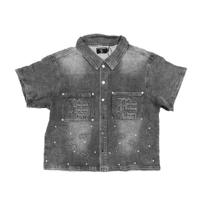 Mixed Emotions Paisley Denim Shirt Black