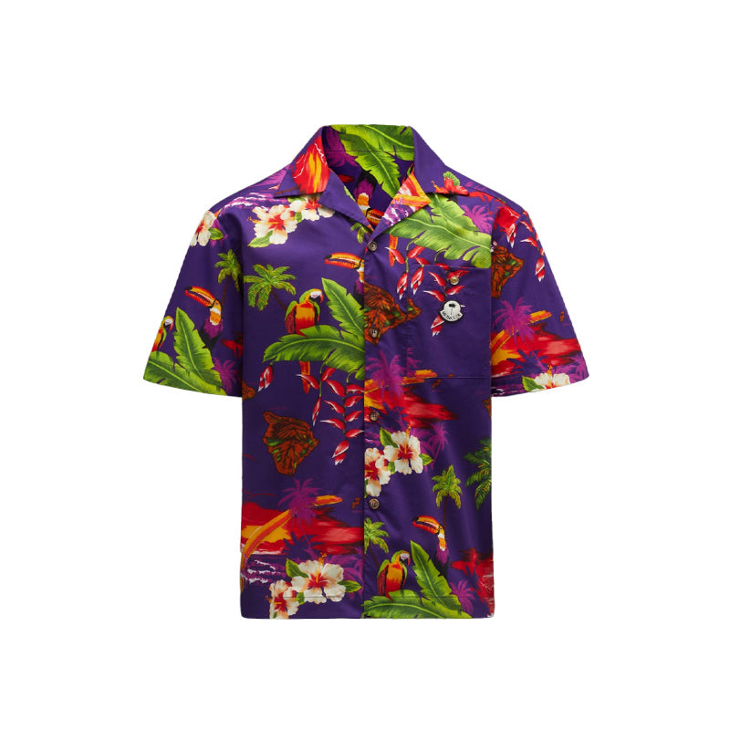 Moncler x Palm Angels Hawaiian Print Short Sleeve Shirt Purple Multi Print