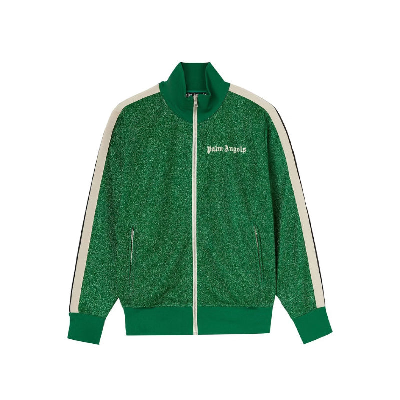 Palm Angels Lurex Track Jacket Green/White