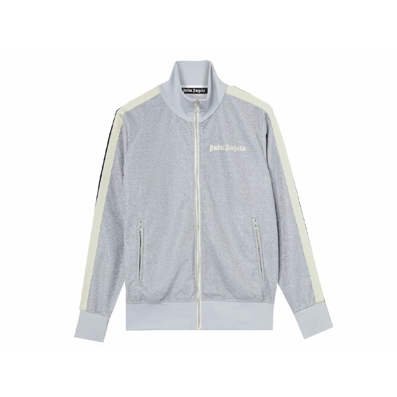 Palm Angels Lurex Track Jacket Silver/Off-White