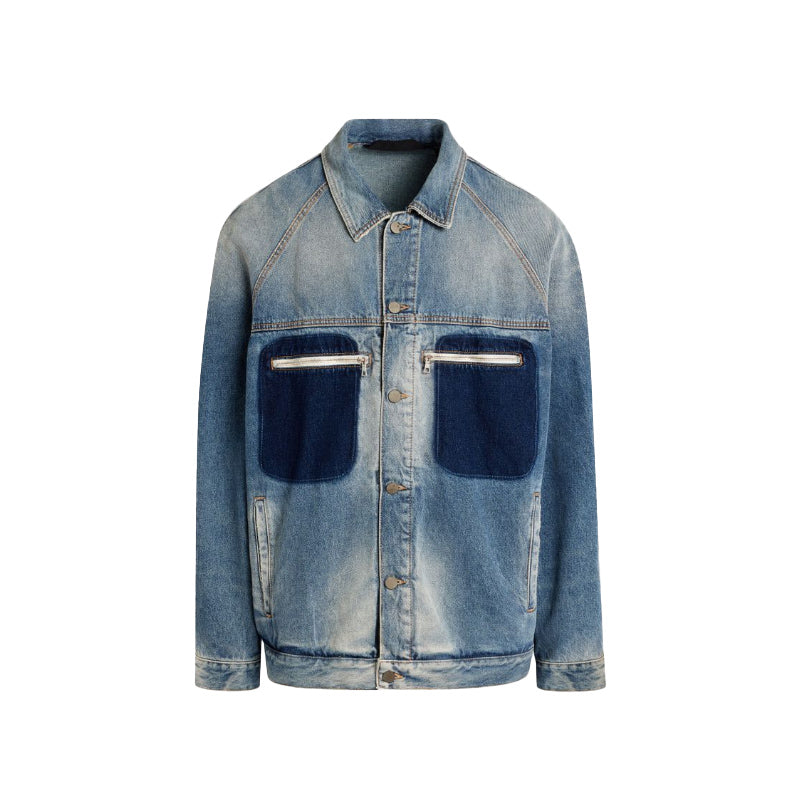 Palm Angels Reserve Dye Loose Denim Jacket in blue