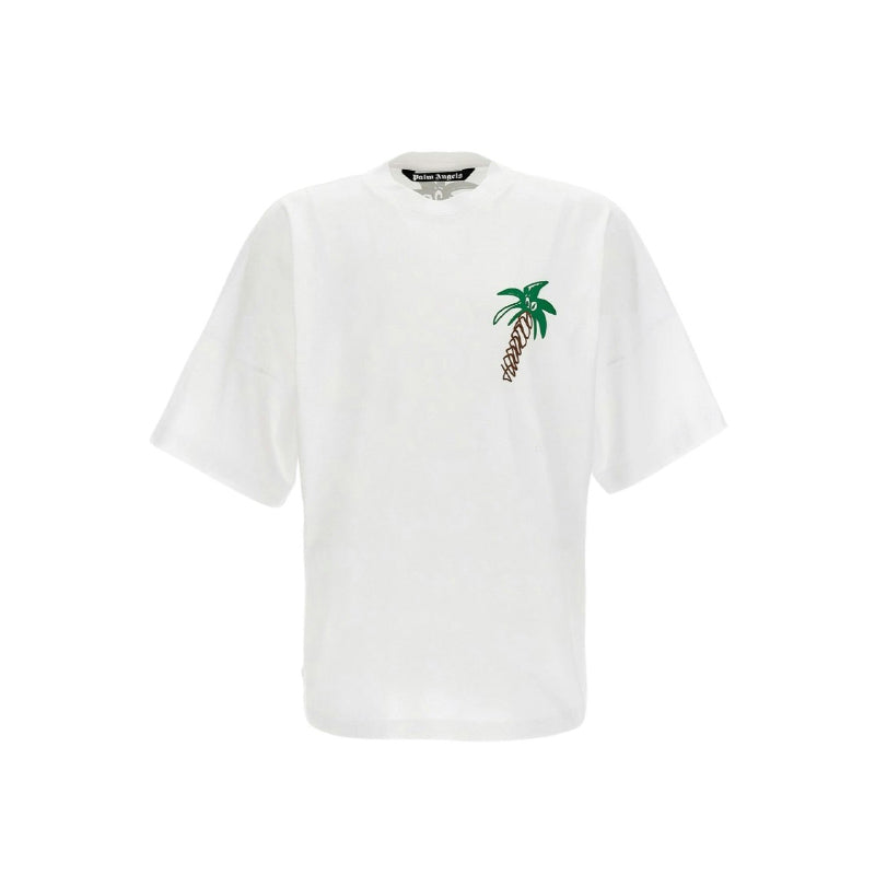 Palm Angels Sketchy Palm Tree Design Oversized Fit White T-Shirt
