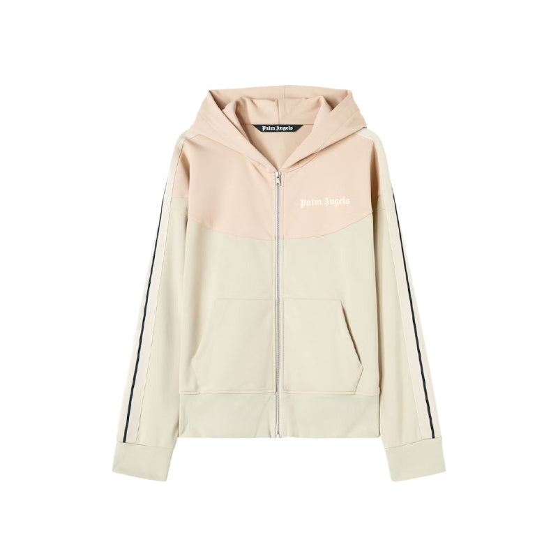 Palm Angels Two Tone Hooded Track Jacket Beige/Rose Dust