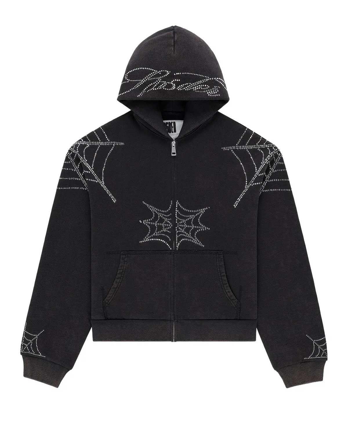 Sp5der OG Web V2 Rhinestone Zip Up Black