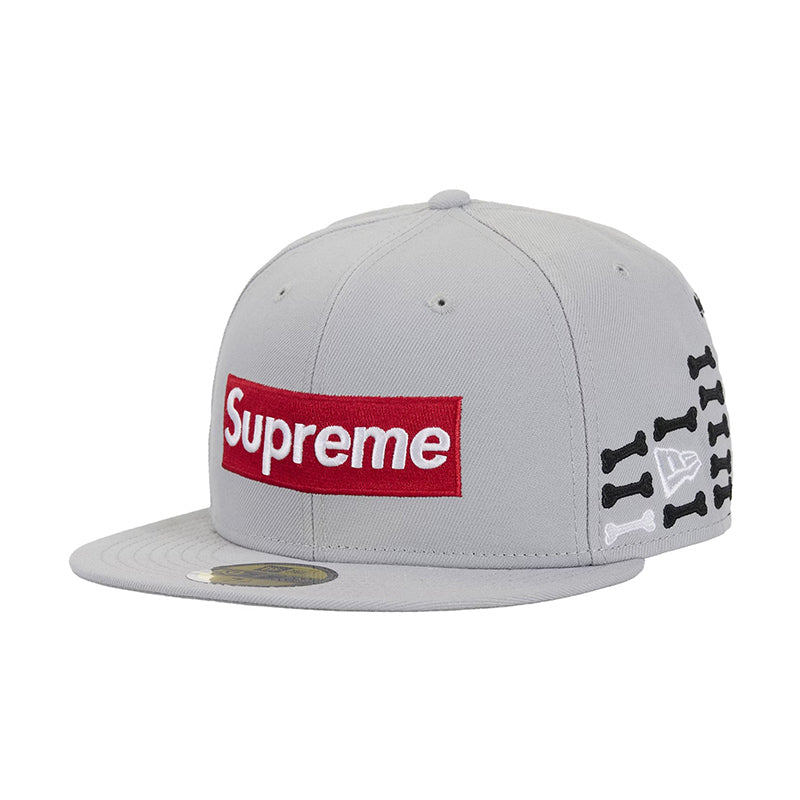 Supreme Bones Box Logo New Era 59Fifty Fitted Hat Grey