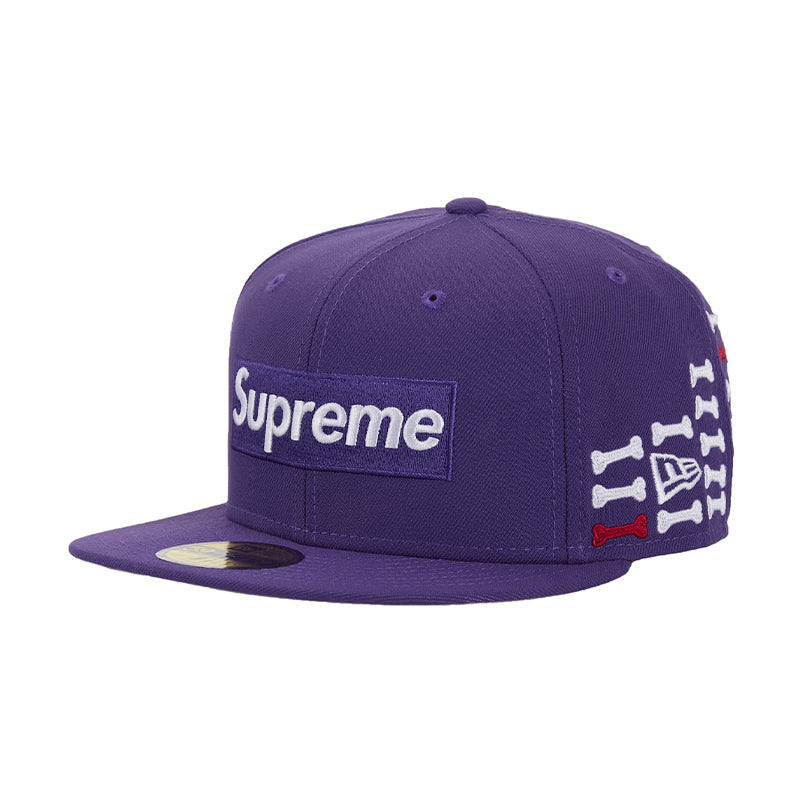 Supreme Bones Box Logo New Era 59Fifty Fitted Hat Purple
