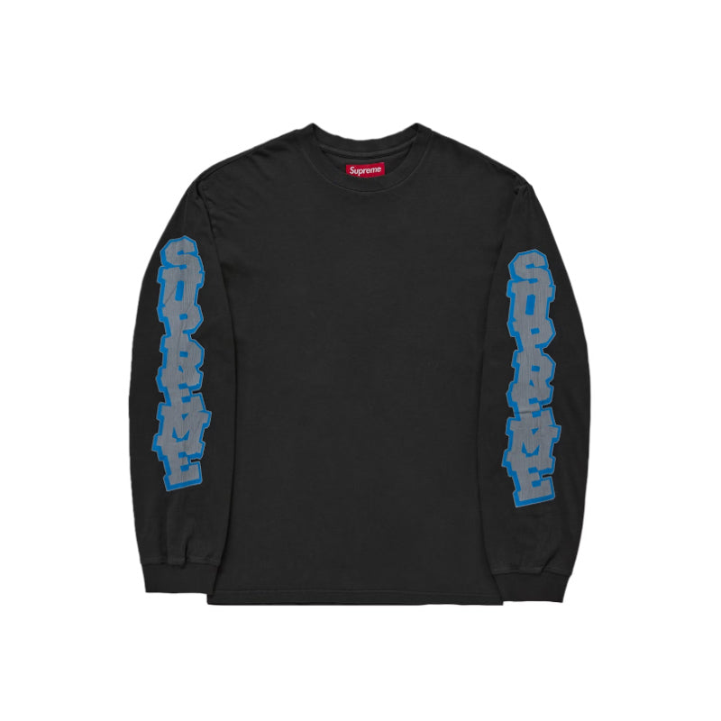 Supreme Cracked Sleeve L/S Top Washed Black