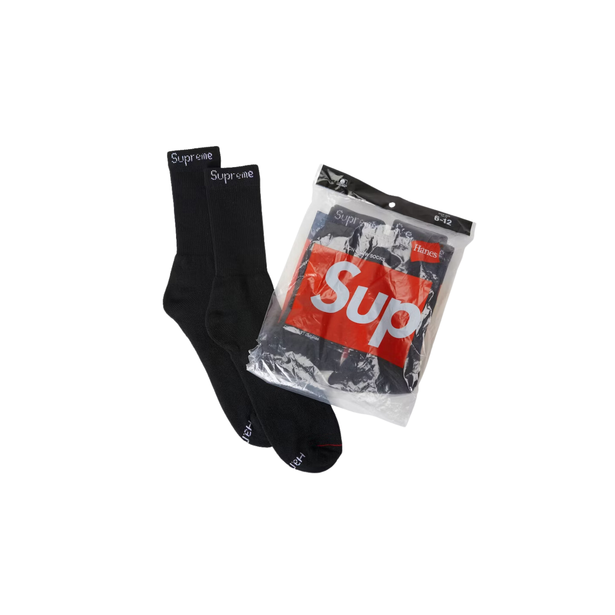 Supreme Hanes Socks (4 Pack) Black