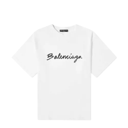 Balenciaga Cursive Logo Tee White
