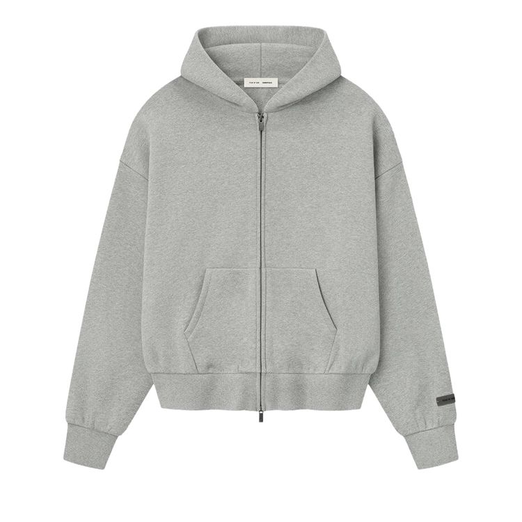 Fear of God ESSENTIALS Concrete Heather Classic Fleece Zip Up Hoodie