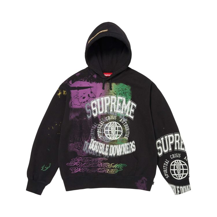 Supreme Overprint Hooded Sweatshirt Black