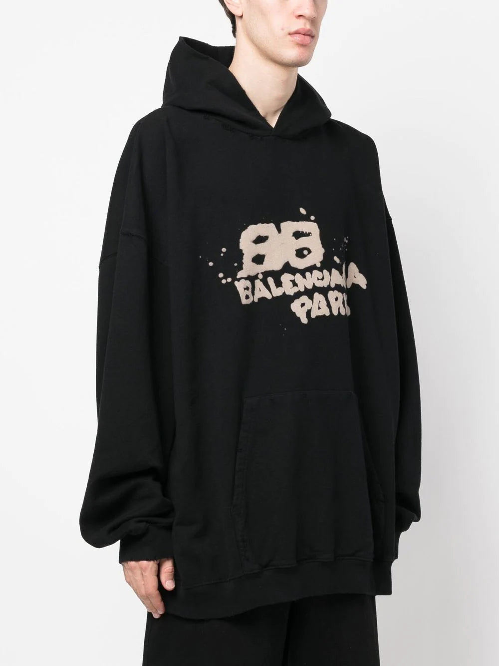 Balenciaga Large Fit Hand-Drawn BB Icon Hoodie Black