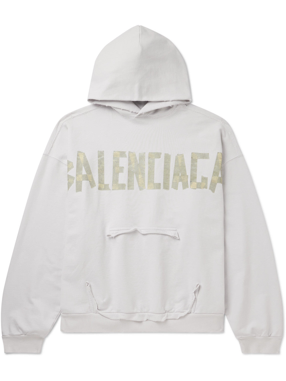 Balenciaga White Logo Distressed Cotton Sweatshirt Hoodie