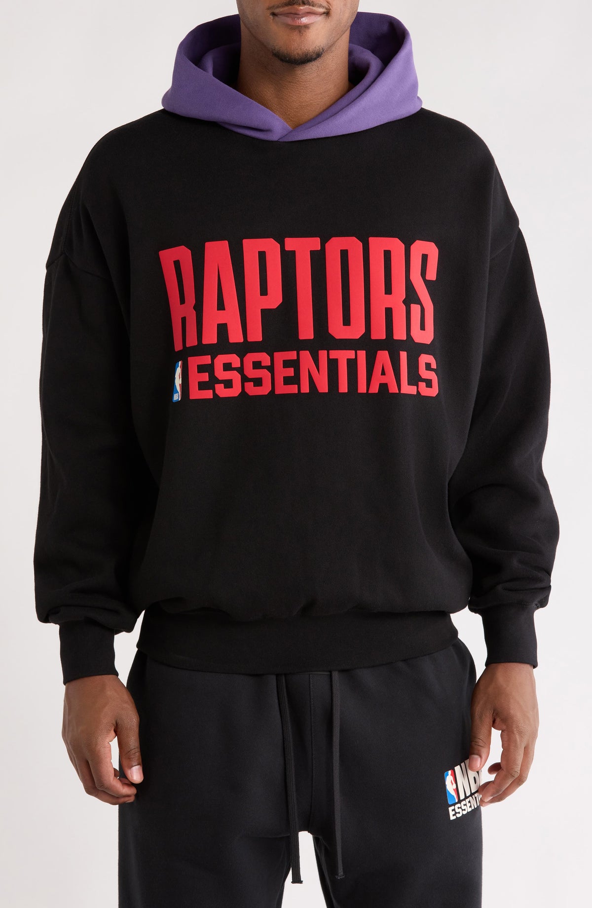 Fear of God Essentials Raptors Sport Hoodie Black/Purple Reign