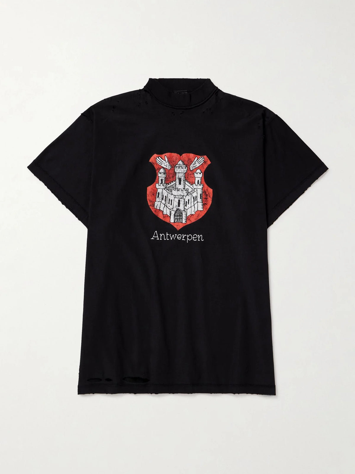 BALENCIAGA Antwerpen Inside Out Oversized Distressed Printed Cotton-Jersey T-Shirt