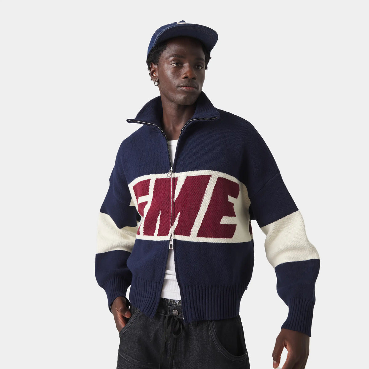 Eme Studios Thrill Navy Zipper Knit