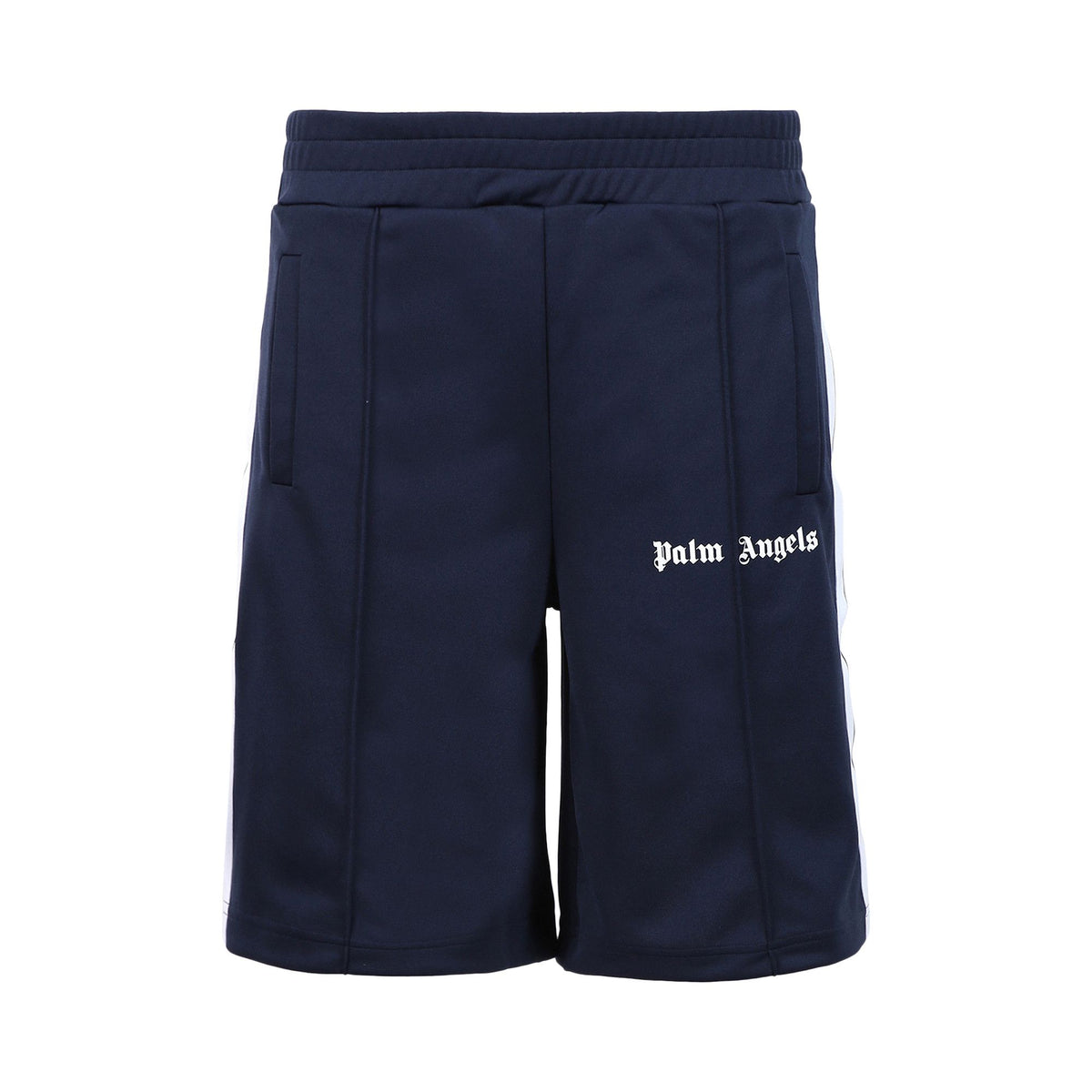 Palm Angels Logo Print Track Shorts Navy Blue/White