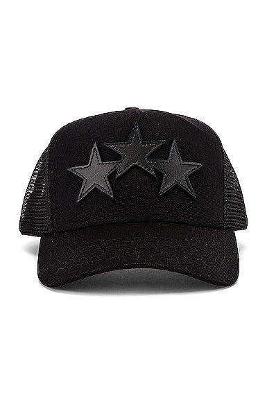 AMIRI 3 Star Trucker Hat in Black