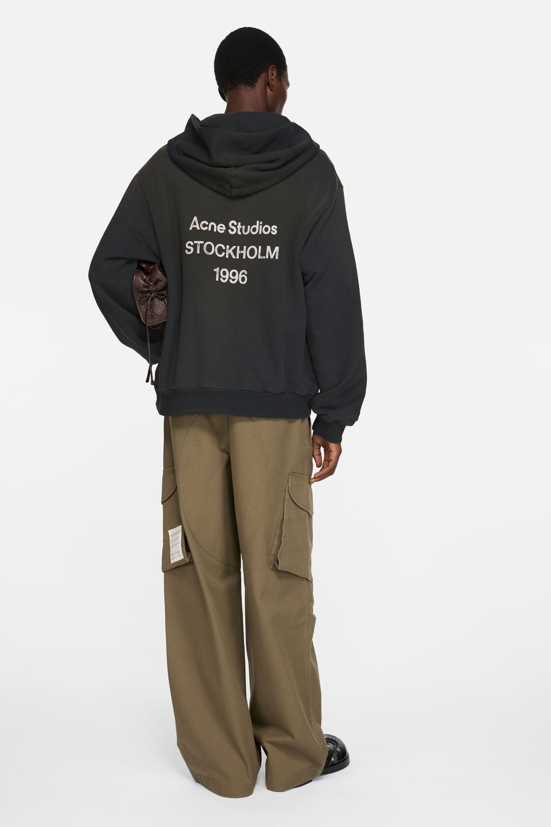 Acne Studios Fleece Logo Hoodie Black - back logo