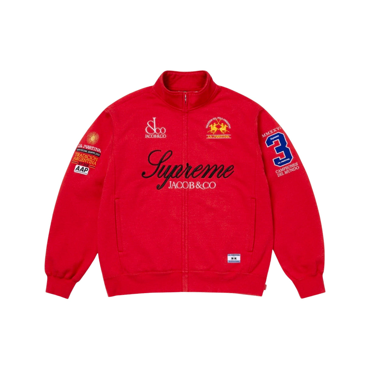 Supreme La Martina Zip Up Sweatshirt Red