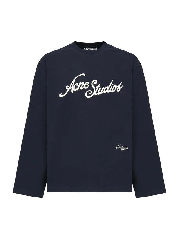 Acne Studios Relaxed Fit Logo T-shirt in Deep Blue