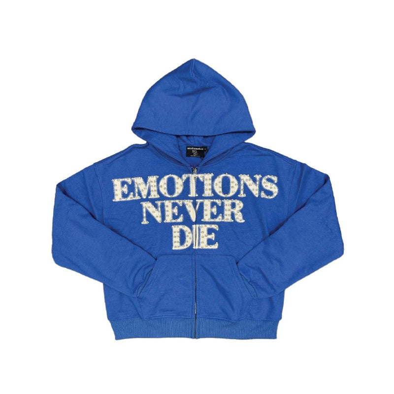 MIXED EMOTIONS BLUE END RHINESTONE ZIP UP