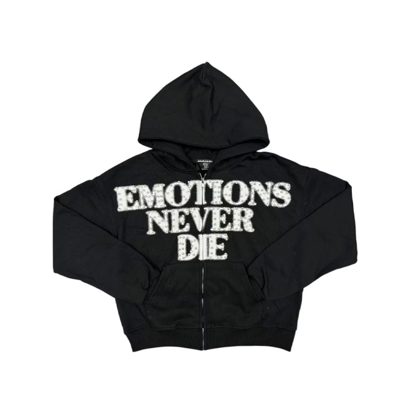 Mixed Emotions End Rhinestone Hoodie Black