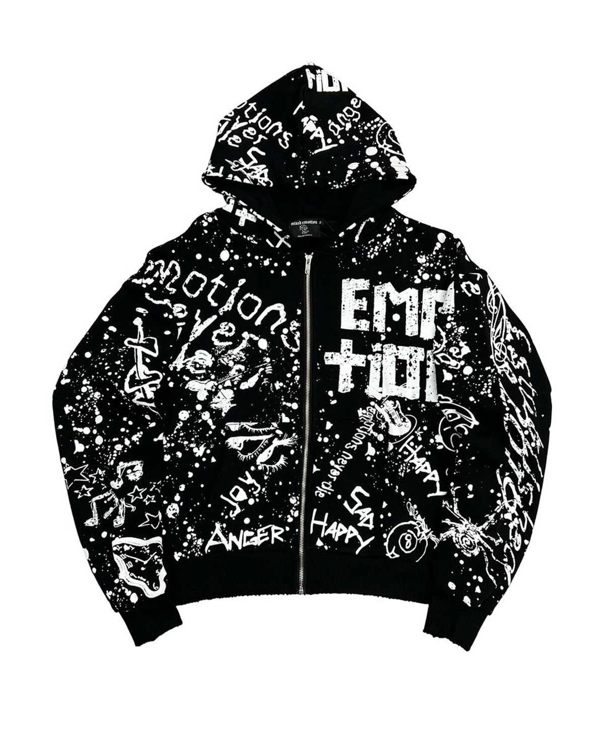 MIXED EMOTION Graffiti Print Zip Up