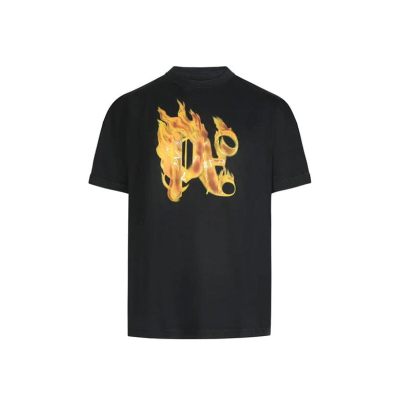 Palm Angels Burning Monogram T-Shirt Black/Gold