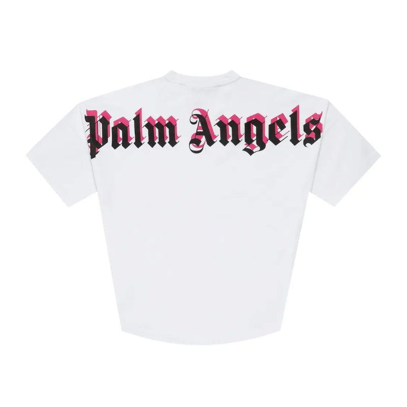 Palm Angels Doubled Logo Over Tee 'White/Fuchsia'