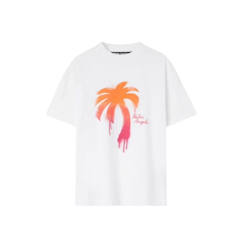 Palm Angels Sprayed Palm Classic T-Shirt White/Fuchsia
