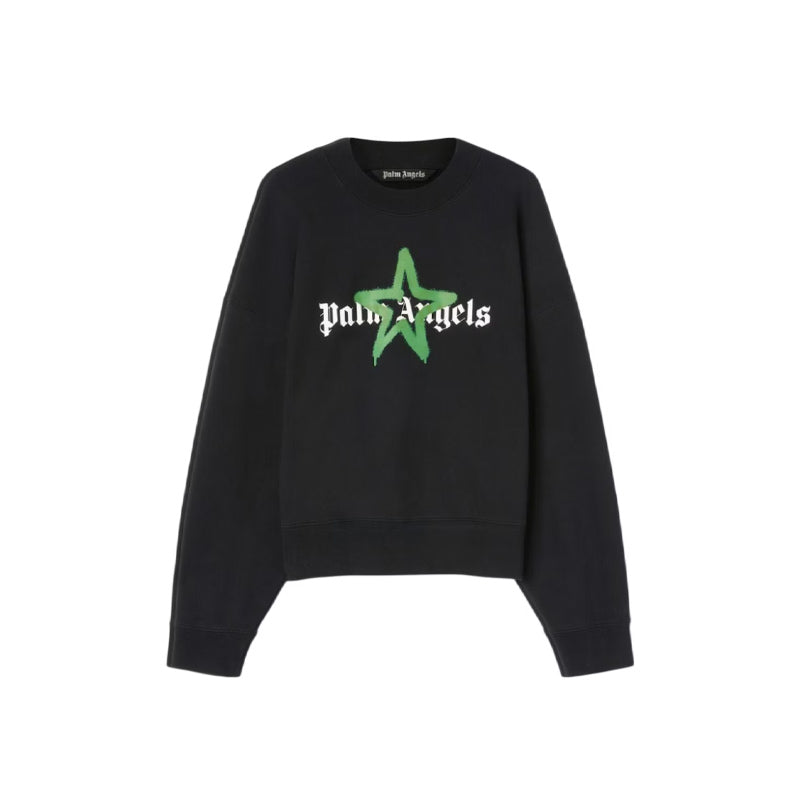 Palm Angels Star Sprayed Crewneck Black/Green