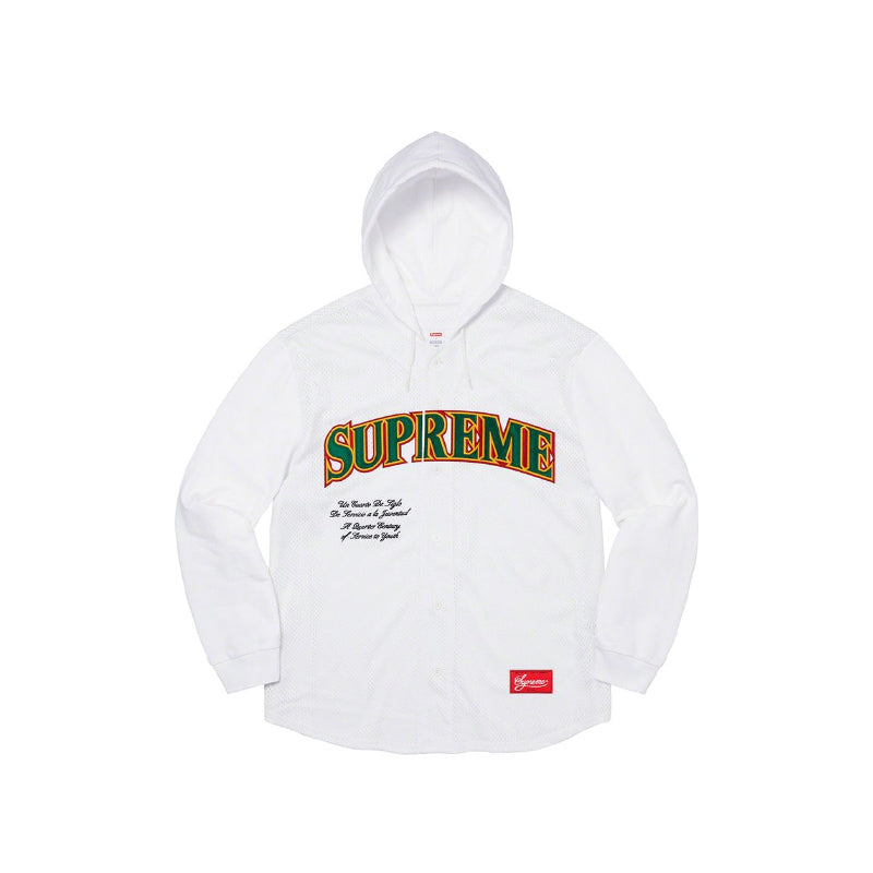 Supreme Mesh Hooded L/S Baseball Jersey White