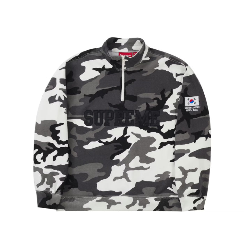 Supreme Seoul Shop Flag Half Zip Pullover Snow Camo