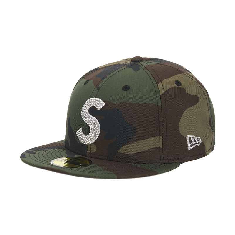 Supreme Swarovski S Logo New Era 59Fifty Fitted Hat Woodland Camo