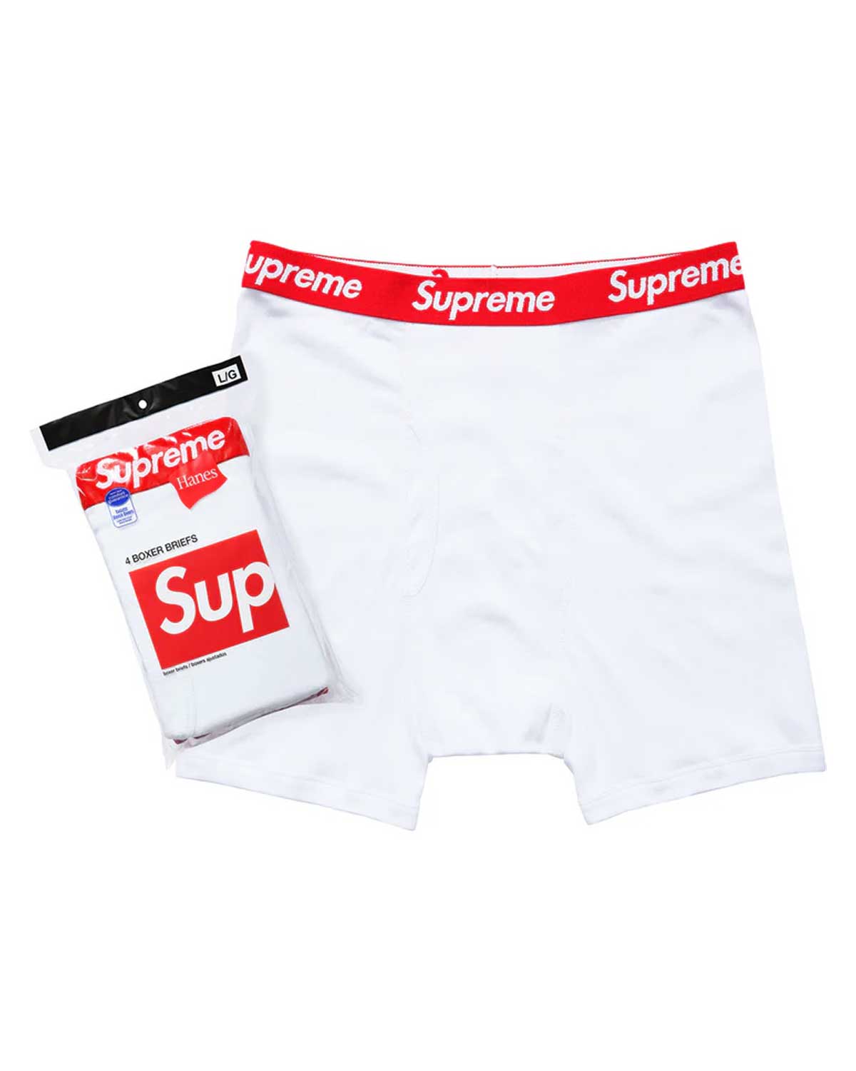 Supreme Hanes Boxer Briefs (4 Pack) White