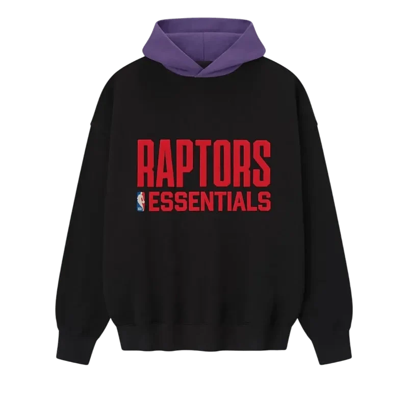Fear of God Essentials Raptors Sport Hoodie Black/Purple Reign