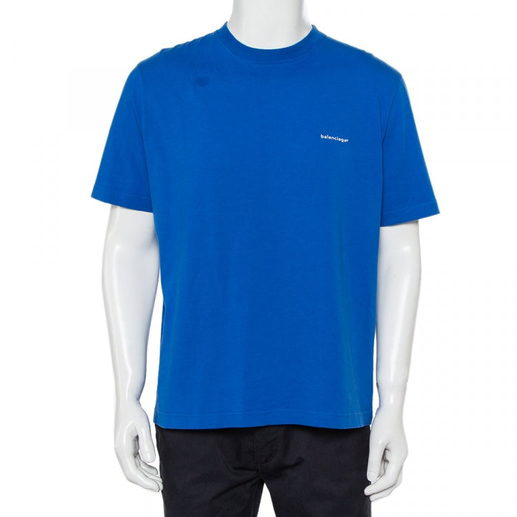 BALENCIAGA BLUE COTTON LOGO SMALL