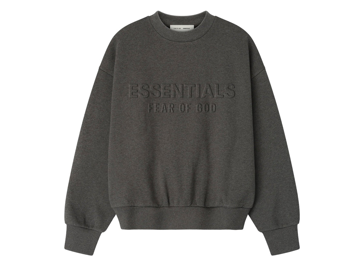 Fear of God Essentials Embossed Classic Crewneck Sweatshirt Charcoal Heather